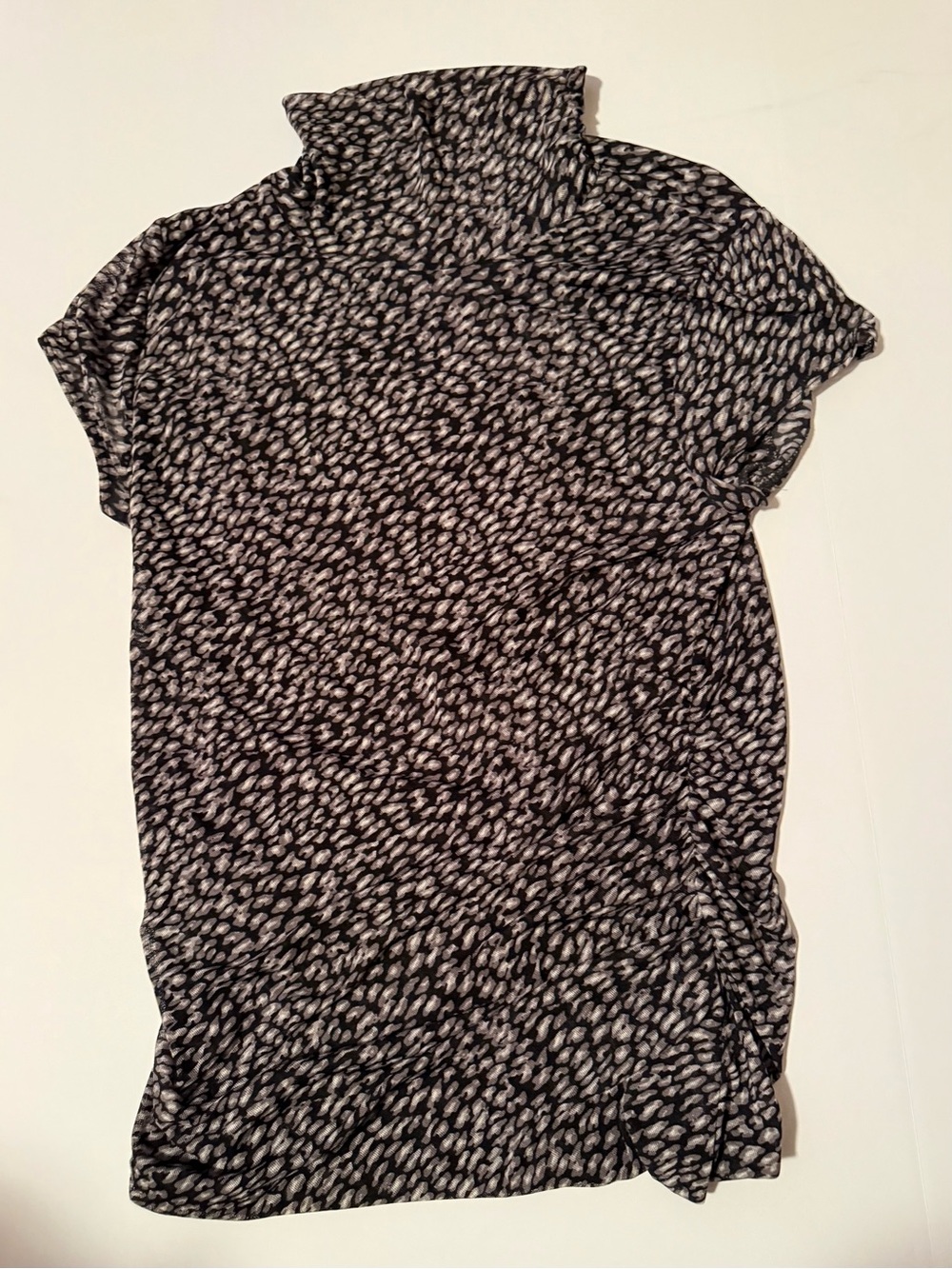 Chaus Black and White Short Sleeve Turtleneck Top